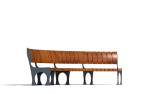 straatmeubilair, prijs per meter, lengte gemeten op de lange kant, zitbanken, moduleerbaar, gebogen, houten zitting