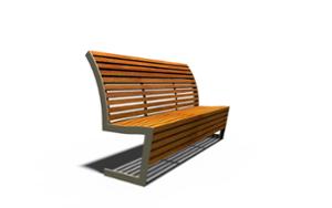 straatmeubilair, zitbanken, houten rugleuning, houten zitting, hoge rugleuning