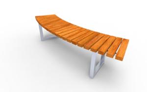 straatmeubilair, bank, horizontale planken, gebogen, houten zitting
