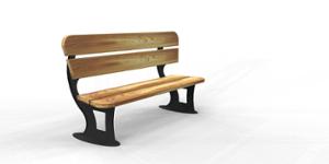 straatmeubilair, zitbanken, logo, houten rugleuning, houten zitting