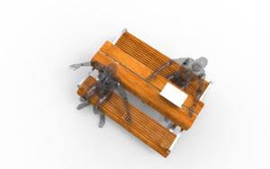 straatmeubilair, bank, zitbanken, dubbelzijdig, picknick set, houten rugleuning, houten zitting, tafel