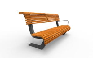 straatmeubilair, zitbanken, houten rugleuning, houten zitting, kleine tafel