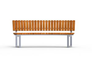 straatmeubilair, zitbanken, houten rugleuning, gebogen, houten zitting