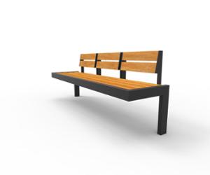 straatmeubilair, zitbanken, moduleerbaar, houten rugleuning, houten zitting