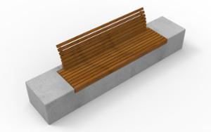 straatmeubilair, zitbanken, anti-terrorist, beton, glad beton, houten rugleuning, houten zitting