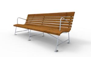 straatmeubilair, zitbanken, houten rugleuning, armleuning, houten zitting, vintage