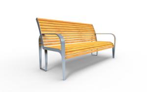 straatmeubilair, zitbanken, houten rugleuning, armleuning, scandinavian line, houten zitting, vintage