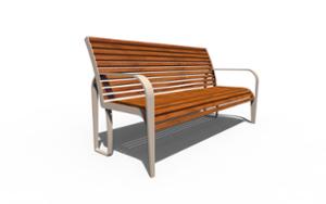 straatmeubilair, zitbanken, houten rugleuning, armleuning, scandinavian line, houten zitting, vintage