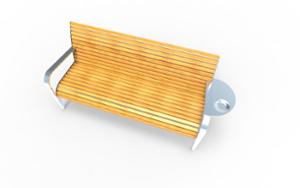 straatmeubilair, zitbanken, houten rugleuning, armleuning, scandinavian line, houten zitting, vintage