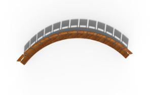 straatmeubilair, zitbanken, moduleerbaar, houten rugleuning, gebogen, houten zitting
