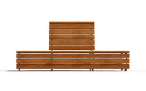 straatmeubilair, zitbanken, dubbelzijdig, houten rugleuning, houten zitting, hoge rugleuning