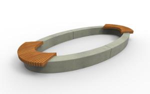 straatmeubilair, plantenbak, bank, beton, glad beton, moduleerbaar, muurbevestiging, gebogen, houten zitting