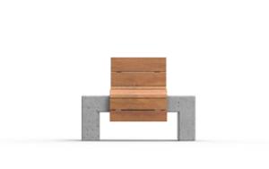 straatmeubilair, beton, glad beton, chair, éénpersoons, zitbanken, houten rugleuning, houten zitting