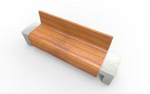 straatmeubilair, zitbanken, beton, glad beton, houten rugleuning, houten zitting