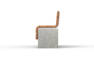 straatmeubilair, zitbanken, beton, glad beton, houten rugleuning, houten zitting