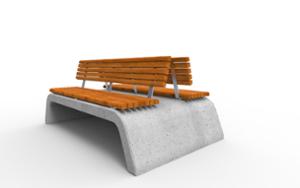 straatmeubilair, zitbanken, beton, glad beton, dubbelzijdig, houten rugleuning, houten zitting