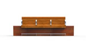 straatmeubilair, zitbanken, beton, glad beton, corten, voor senioren, muurbevestiging, houten rugleuning, armleuning, houten zitting