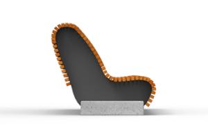 straatmeubilair, zitbanken, beton, glad beton, moduleerbaar, houten rugleuning, houten zitting, sofa, hoge rugleuning
