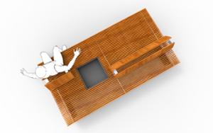 straatmeubilair, plantenbak, bank, zitbanken, houten rugleuning, houten zitting