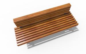 straatmeubilair, zitbanken, paalbevestiging, houten rugleuning, houten zitting