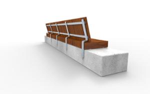 straatmeubilair, zitbanken, beton, glad beton, houten rugleuning, houten zitting