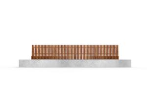 straatmeubilair, zitbanken, beton, glad beton, houten rugleuning, houten zitting