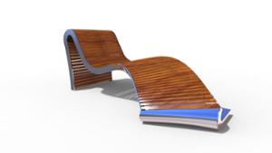straatmeubilair, zitbanken, leasure and rest, chaise longue, gebogen, houten zitting, hoge rugleuning