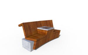 straatmeubilair, overige, zitbanken, beton, glad beton, moduleerbaar, houten rugleuning, gebogen, houten zitting, kleine tafel, tafel, schaken