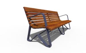straatmeubilair, zitbanken, houten rugleuning, houten zitting