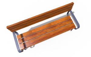 straatmeubilair, zitbanken, houten rugleuning, houten zitting, vintage