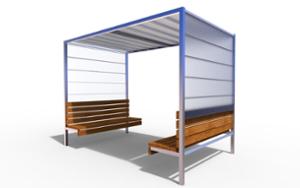 straatmeubilair, overige, zitbanken, houten rugleuning, houten zitting, overkapping