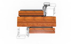 straatmeubilair, bank, picknick set, toegankelijk voor mindervaliden, houten zitting, tafel, vintage