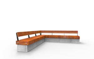 straatmeubilair, bank, zitbanken, beton, glad beton, houten rugleuning, houten zitting