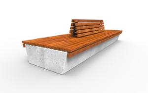 straatmeubilair, bank, zitbanken, beton, glad beton, dubbelzijdig, moduleerbaar, houten rugleuning, houten zitting
