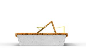 straatmeubilair, bank, zitbanken, beton, glad beton, dubbelzijdig, chaise longue, moduleerbaar, houten rugleuning, houten zitting, kleine tafel
