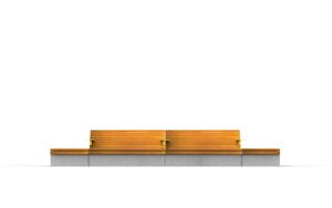 straatmeubilair, bank, zitbanken, beton, glad beton, dubbelzijdig, chaise longue, moduleerbaar, houten rugleuning, houten zitting, kleine tafel