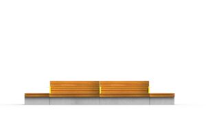 straatmeubilair, bank, zitbanken, beton, glad beton, dubbelzijdig, chaise longue, moduleerbaar, houten rugleuning, houten zitting, kleine tafel