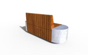 straatmeubilair, bank, zitbanken, beton, glad beton, 230v en/of usb aansluiting, moduleerbaar, houten rugleuning, armleuning, houten zitting