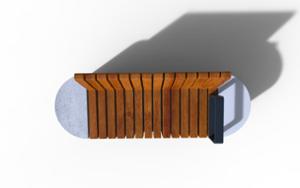 straatmeubilair, bank, zitbanken, beton, glad beton, 230v en/of usb aansluiting, moduleerbaar, houten rugleuning, armleuning, houten zitting