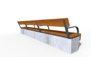 straatmeubilair, zitbanken, beton, glad beton, moduleerbaar, muurbevestiging, houten rugleuning, houten zitting