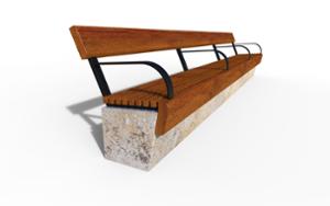 straatmeubilair, zitbanken, beton, glad beton, moduleerbaar, muurbevestiging, houten rugleuning, houten zitting