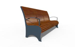 straatmeubilair, zitbanken, houten rugleuning, houten zitting, vintage