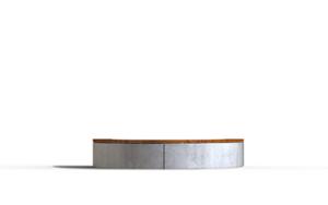 straatmeubilair, plantenbak, bank, beton, glad beton, muurbevestiging, gebogen, houten zitting