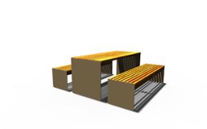 straatmeubilair, bank, picknick set, houten zitting, tafel