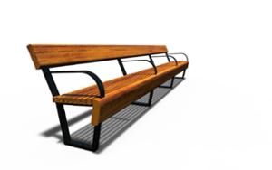 straatmeubilair, zitbanken, moduleerbaar, muurbevestiging, houten rugleuning, houten zitting