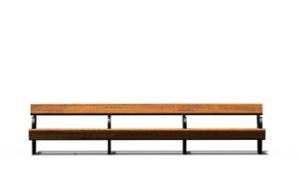 straatmeubilair, zitbanken, moduleerbaar, muurbevestiging, houten rugleuning, houten zitting