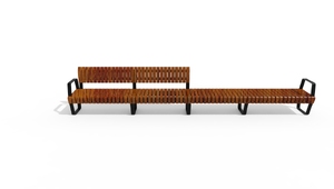 straatmeubilair, bank, zitbanken, moduleerbaar, houten rugleuning, armleuning