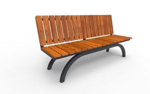 straatmeubilair, zitbanken, horizontale planken, houten rugleuning, houten zitting