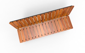 straatmeubilair, zitbanken, horizontale planken, houten rugleuning, houten zitting