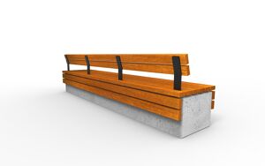 straatmeubilair, zitbanken, beton, glad beton, muurbevestiging, houten rugleuning, houten zitting